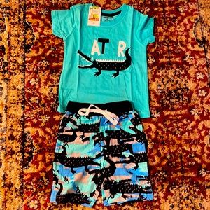 NWT LAST ONE!!! 2pc pajamas set Later Gator Alligator graphic drawstring shorts